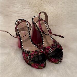 Betsey Johnson Red and Black Floral Platforms